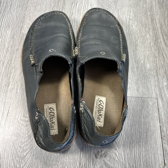 Olukai Moloa Men’s Size 9 Slip On Leather Casual Comfort Shoes Black main image 5